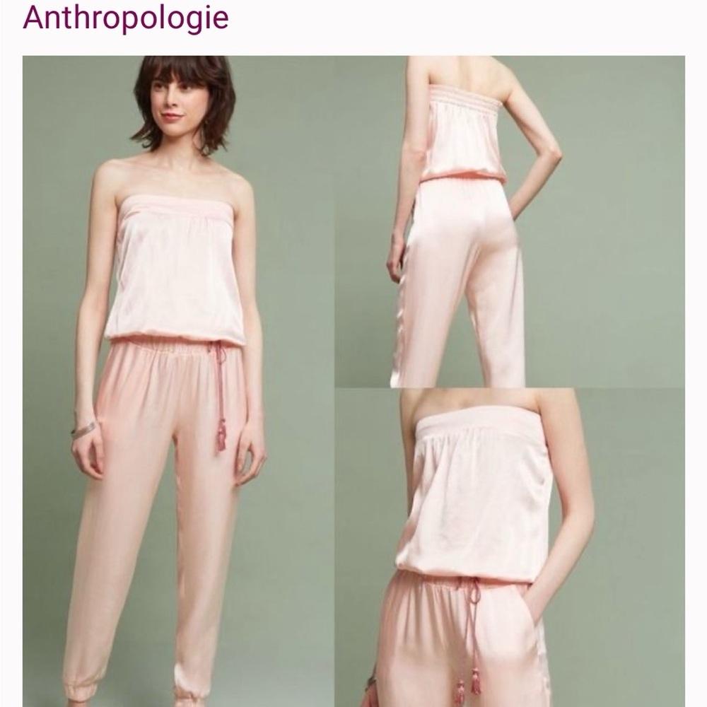 DREW Pink Strapless Jumpsuit